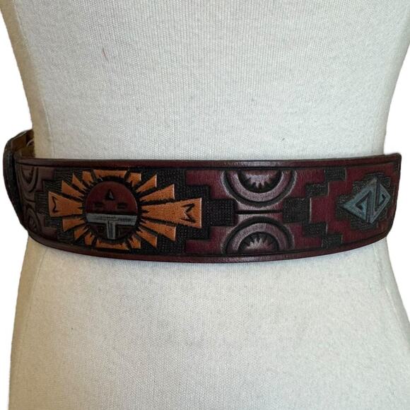 Chambers Southwestern/Aztec Style Leather Belt - Picture 3 of 8